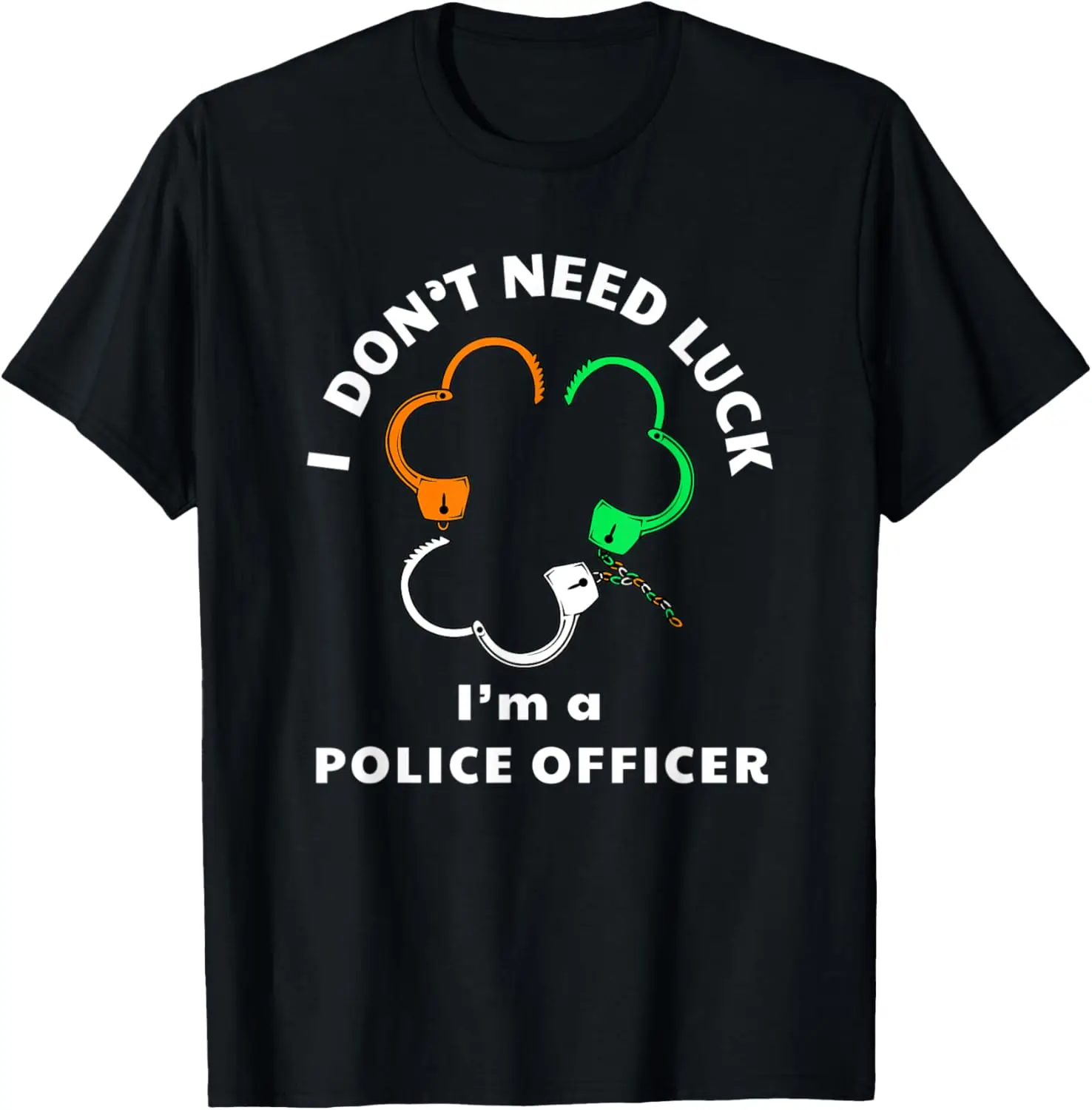 Police Officer St Patrick's Day Handcuffs Shamrock Graphic T-Shirt