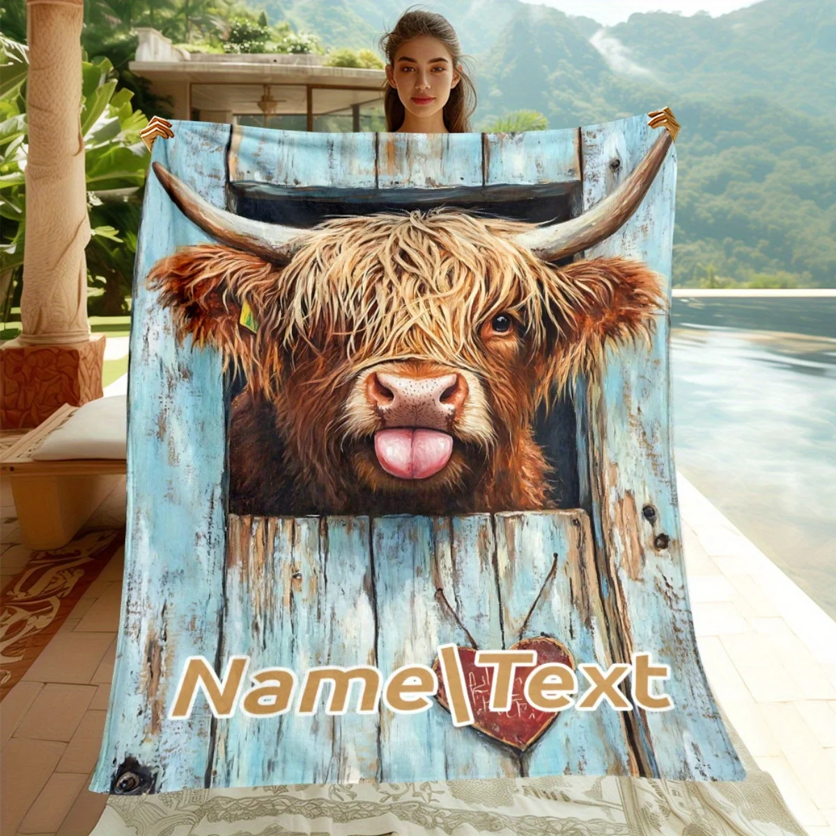 Highland Home Textiles - Personalized Highland Cow Blanket with Customized