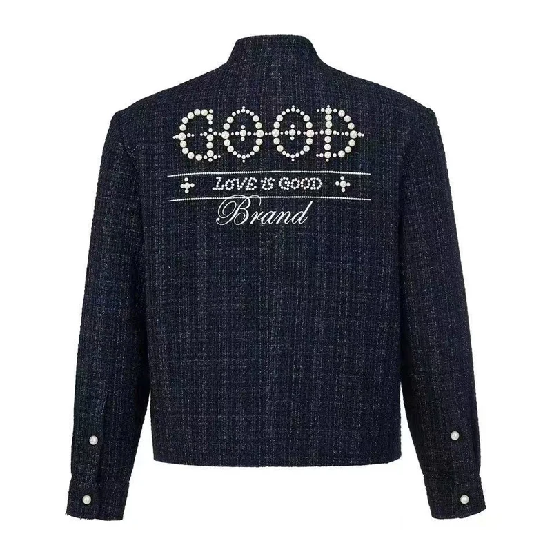 

Куртка Goodbrand 25, новый американский High Street Pearl, темно-зернистый смешанный тканый однорядный кардиган с пряжкой, мужские куртки в стиле ретро