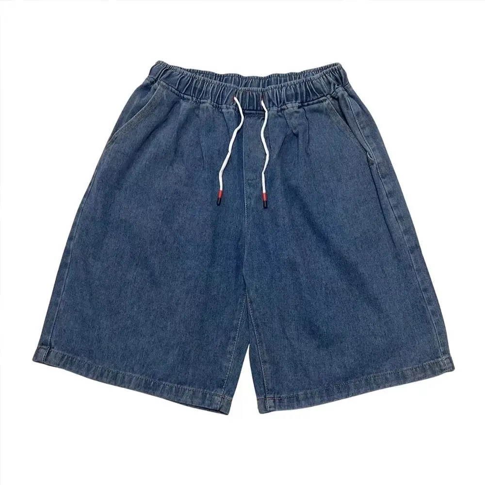 Men's Summer Denim Shorts Trendy Sporty Wide Leg Thin Five-Point Pants Casual Straight Leg Jeans Youthful Style Loose Fit