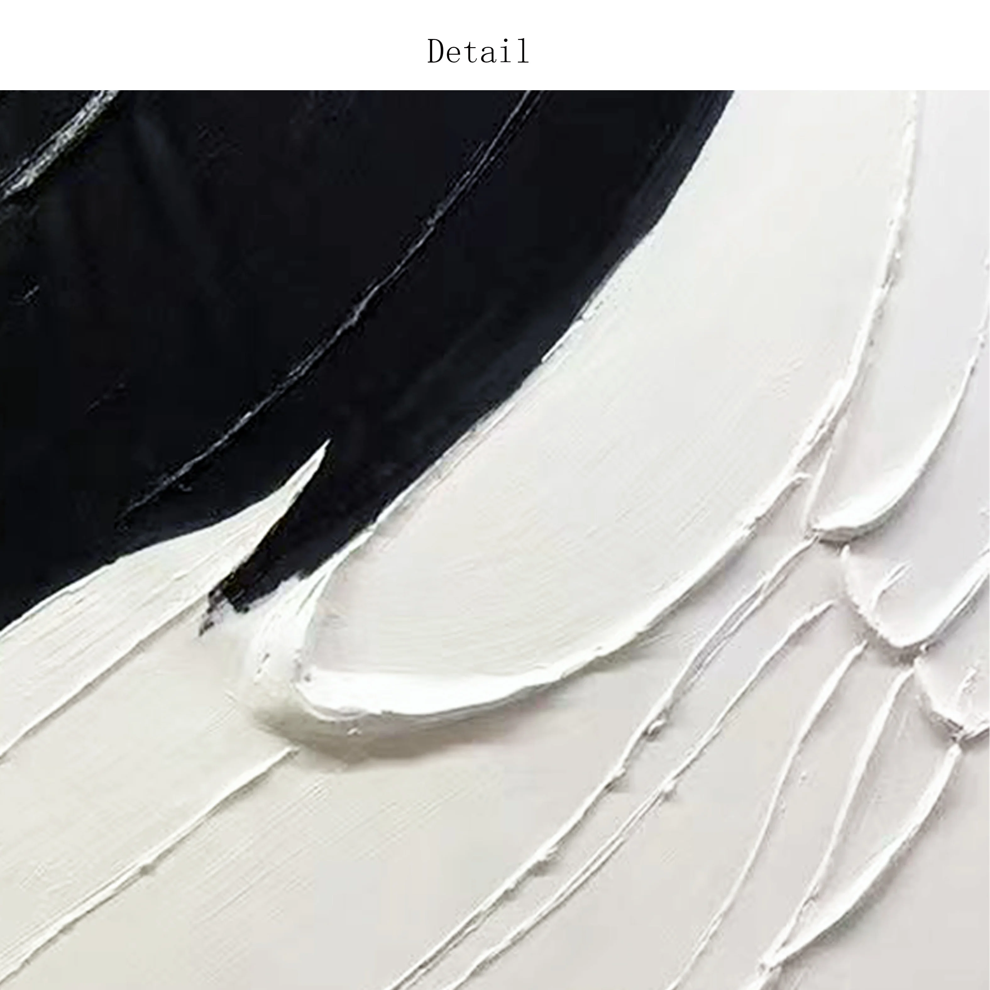 Hand-painted Oil Painting Black and White  Modern Minimalist  Entrance Three-dimensional  Large Floor-to-ceiling Gypsum Painting