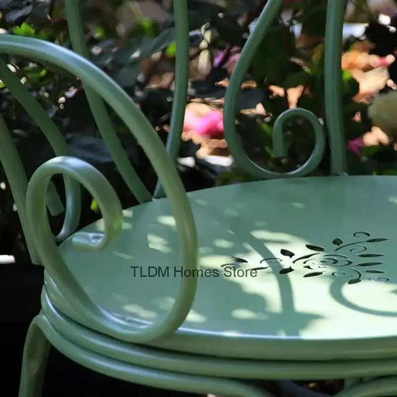 

French Wrought Iron Garden Furniture Sets Home Outdoor Furniture Set Minimalist Pastoral Style Balcony Terrace Patio Furniture