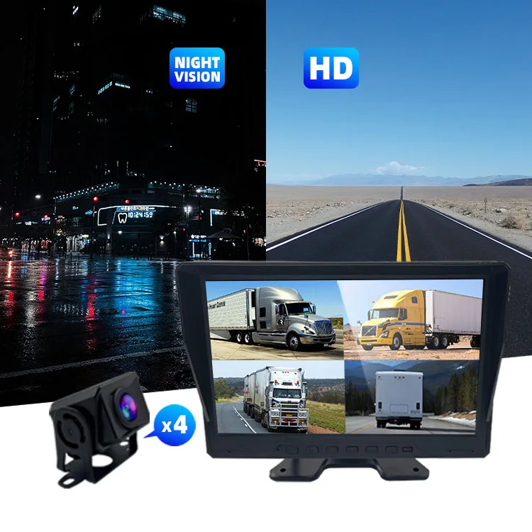 Wemaer 10.1 بوصة AI نظام الكاميرا العكسية كشف مركبات المشاة للشاحنات والمقطورات RVs ومركبات البناء