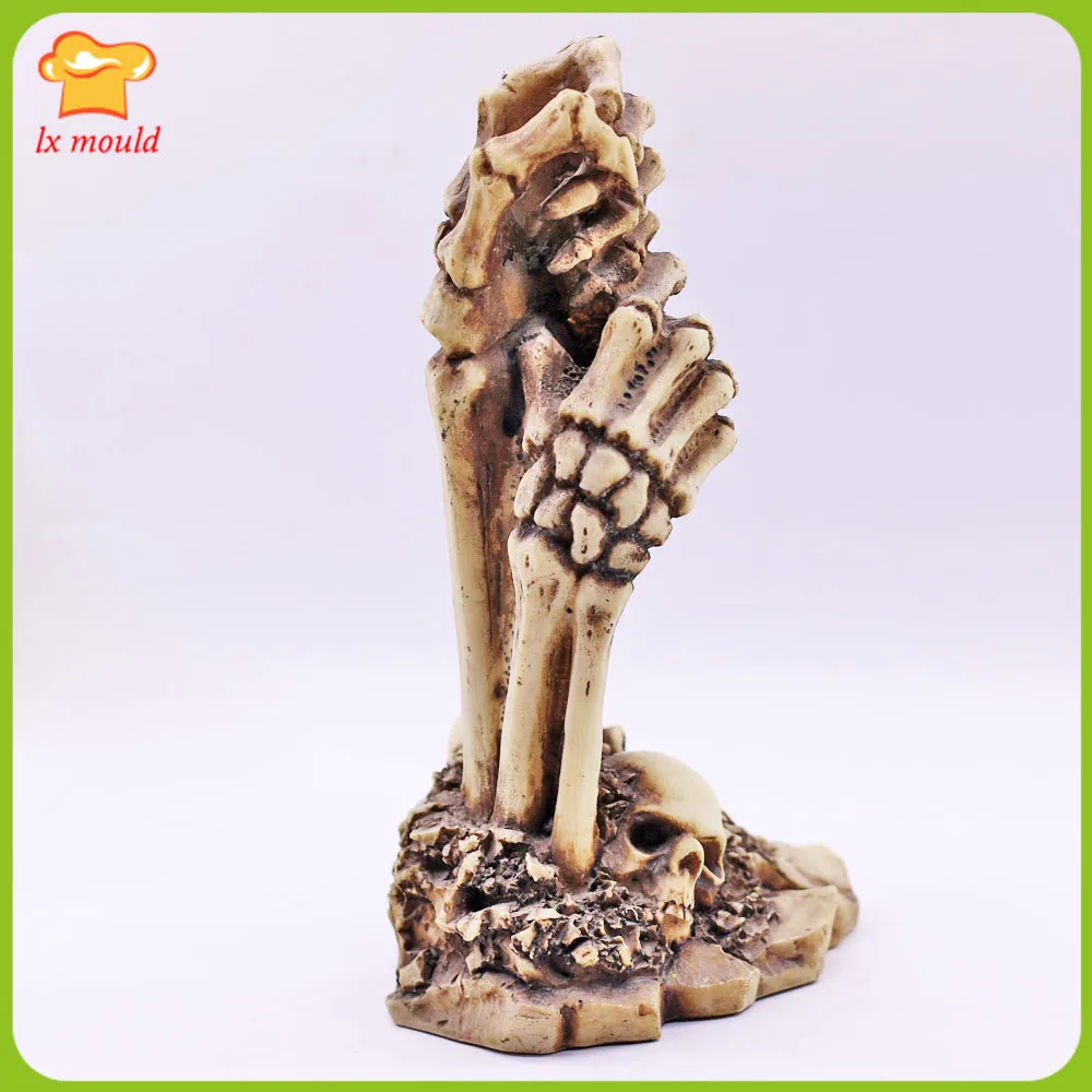 3D Skeleton Hand Tower Silicone Mould DIY Candle Plaster Soap Resin Art Deco Halloween Mold