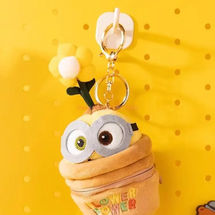 Minions Bob Kevin Keychain Cute Anime Figure Plush Pendant Bag Decorations Hang Ornaments Kawaii Birthday Gift For Girls