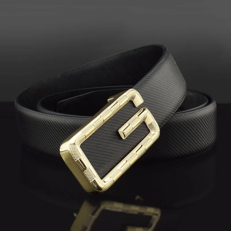 Young Men Belt Trend Men\'s White G Letter Belt Genuine Leather Smooth Buckle Casual Versatile High Quality Belt Ceinture Homme