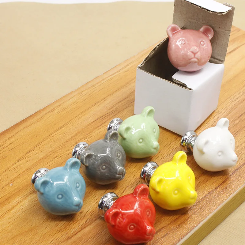 Colorful Animal Cartoon Cabinet Handles Panda Design for Kids Drawers Wardrobe