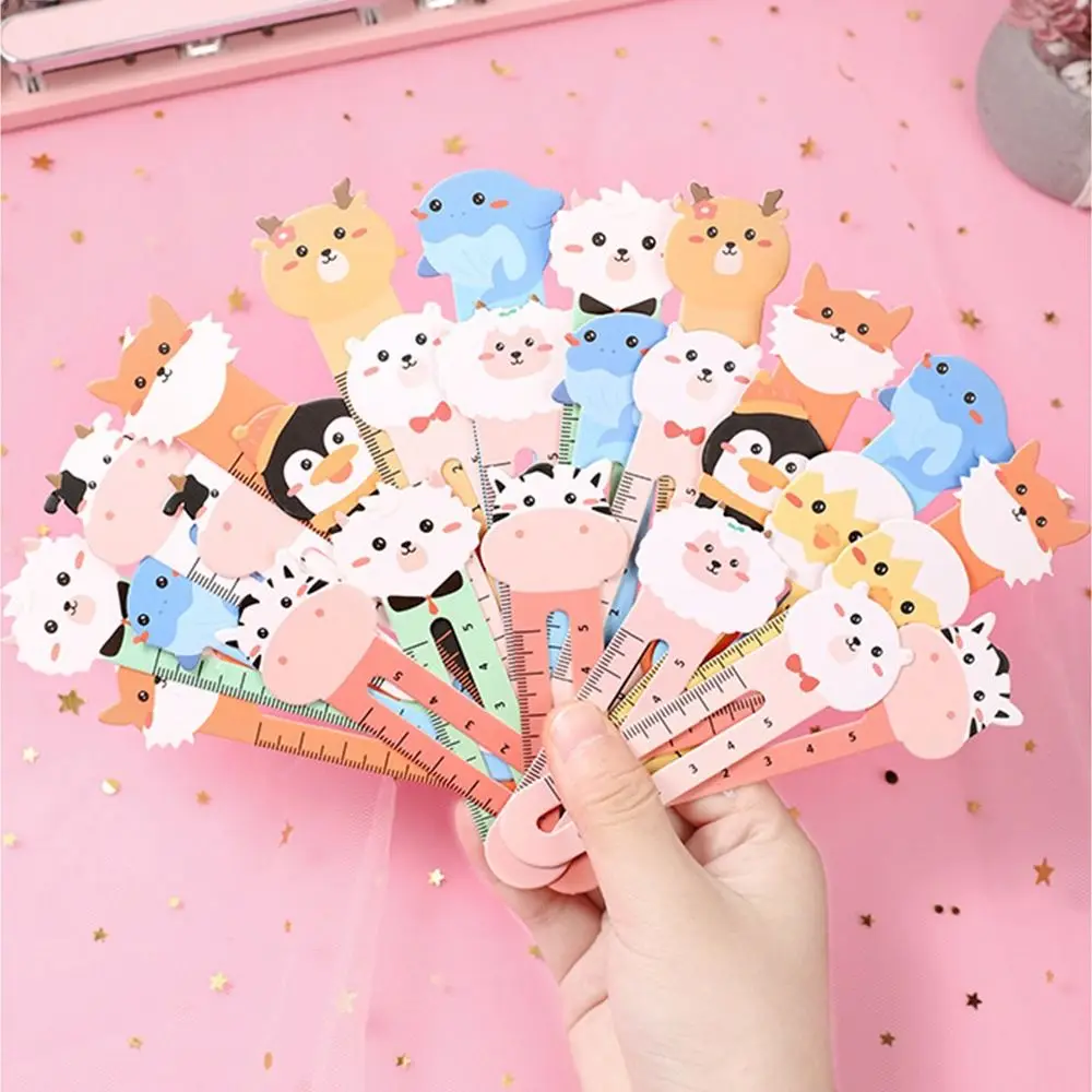 50pcs Cute Cartoon Animal Bookmarks Card Paper Mixed Pattern Ruler Bookmarks Stationery Dual-use Book Clip Student Supplies