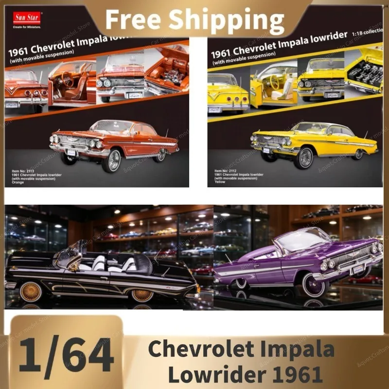 (In Stock)1/18 Scale Sun Star Chevrolet Impala Lowrider 1961 Alloy Car Model, for Collection and Display