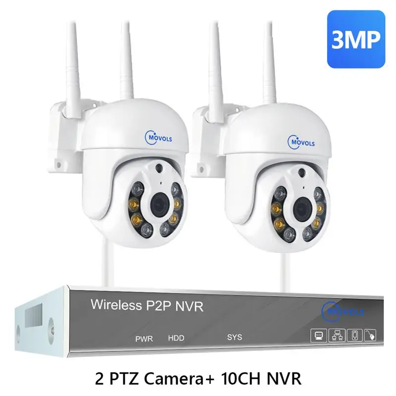 2025 A-H.265 3MP 5MP Draadloos CCTV-systeem Tweeweg audio Waterdichte PTZ WIFI IP-beveiligingscamera 10CH NVR Videobewakingskit