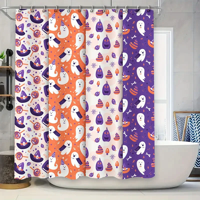 

Набор занавесок для душа на Хэллоуин, жуткие призраки, гоблины, тканевая подкладка для ванны с принтом для украшения ванной комнаты, фиолетовый, оранжевый, белый цвет