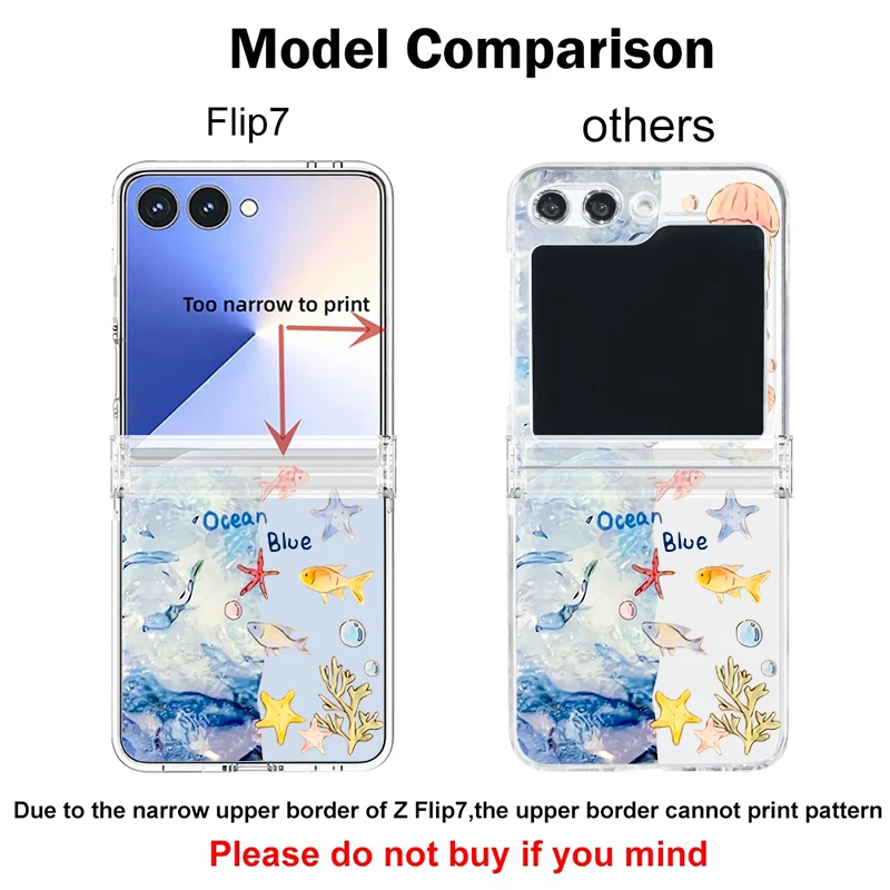 Shark Star Patterned Phone Case For Samsung Galaxy Z Flip 7 FE 6 5 4 3 5G Folding Hard PC Clear Cover For Samsung Z Flip7 Flip6 view 5