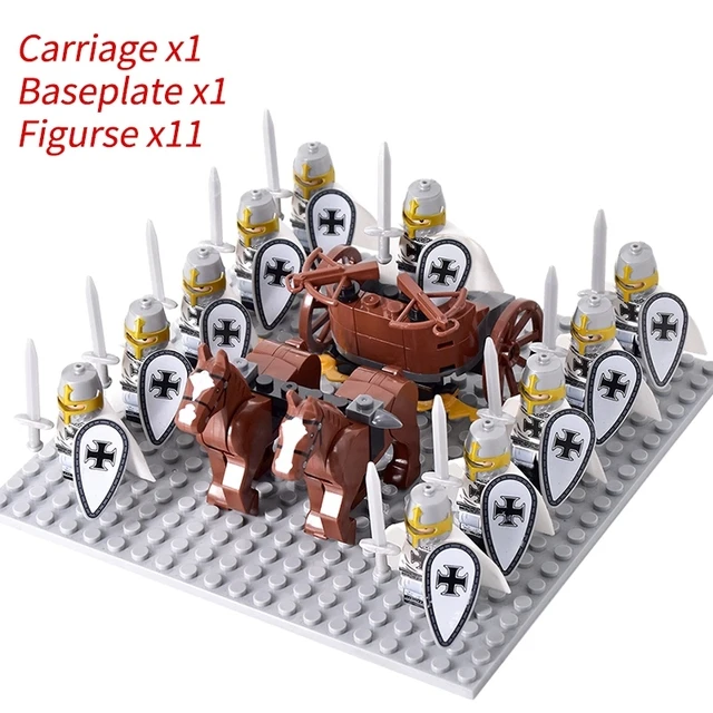 

Medieval Knights mini Action Figures Building Blocks Roman Chariot Carriage Soldier War Horse Bricks Toys for Children Gift