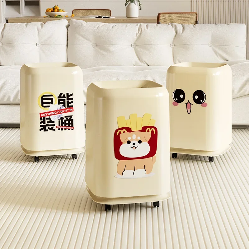 Lixeira dos desenhos animados do agregado familiar sala de estar quarto quadrado alto valor com capa banheiro dupla camada cesta papel