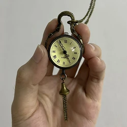 Vintage Cute Small Ball Quartz Pocket Watch for Men Women Transparent Case Fob Chain Pendant Necklace Clock for Collection Gift