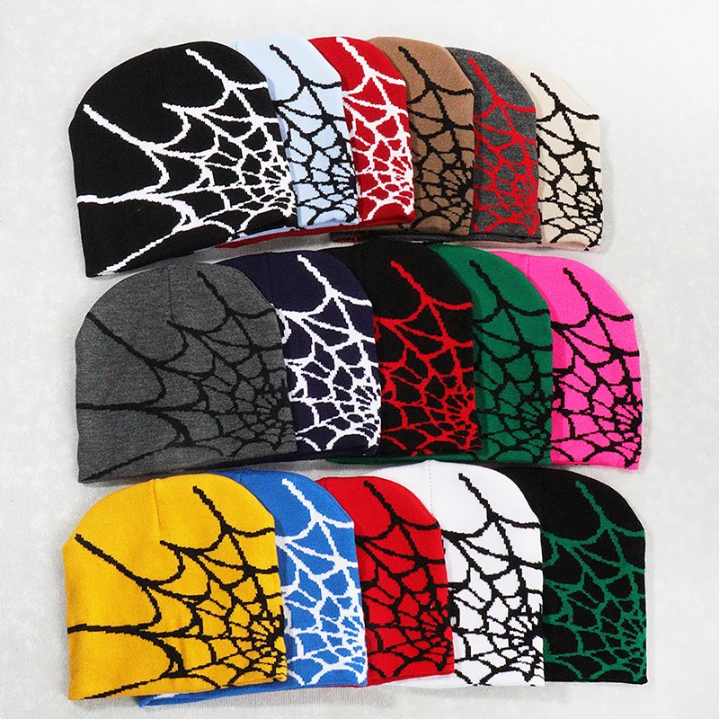 2023 New Knitted Beanies Hat Cartoon Spider Embroidered Winter Hats Knitted Bonnet Cap Soft Woolen Beanies For Women Cap