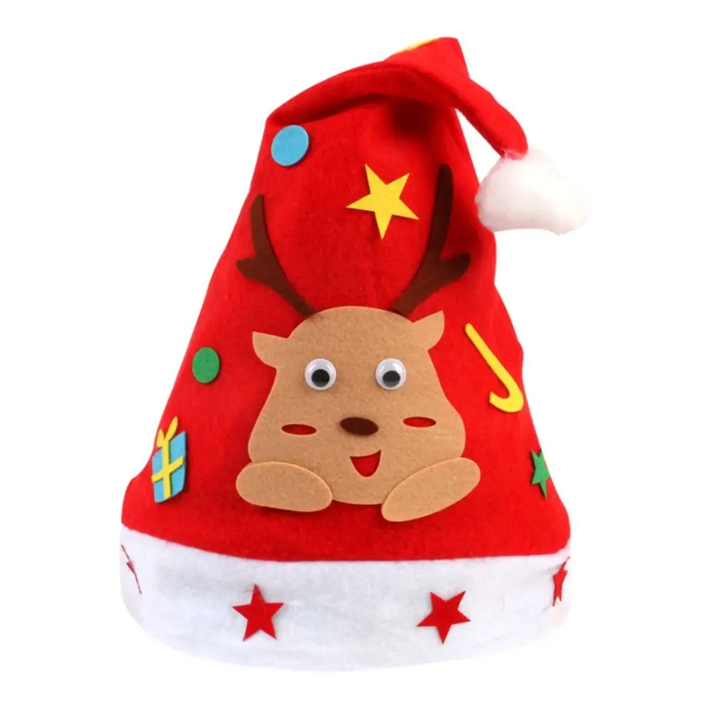 Non-woven Fabric Handmade Santa Hat Kriss Kringle Santa Claus Kids Xmas Arts Hats Elk Christmas Tree DIY Christmas Hat Toy Party