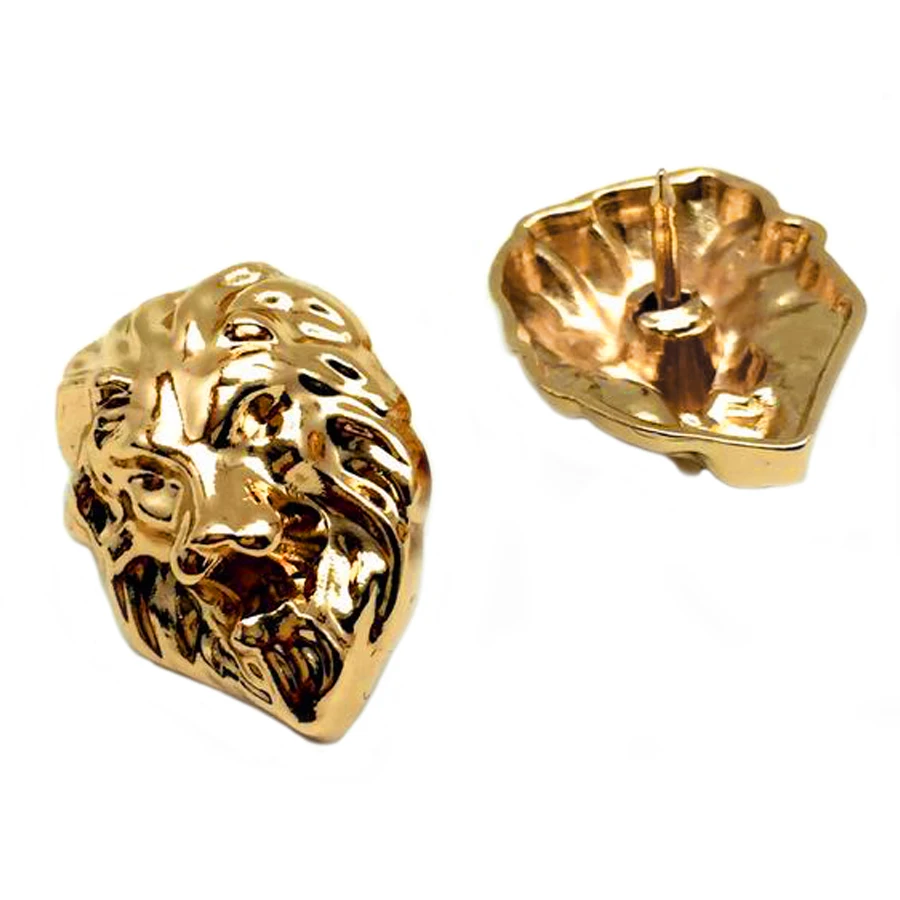 1pair Gold color Lion Head Collar Brooches for Women Fashion Jewelry Lovely Small Badge Men\'s Brooch Lapel Pins Accessories Gift