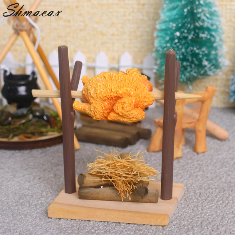 1:12 Dollhouse Barbecue Roast Chicken Model Kit Dollhouse Outdoor BBQ Decoration Micro Scene Decoration Pretend Play Toy