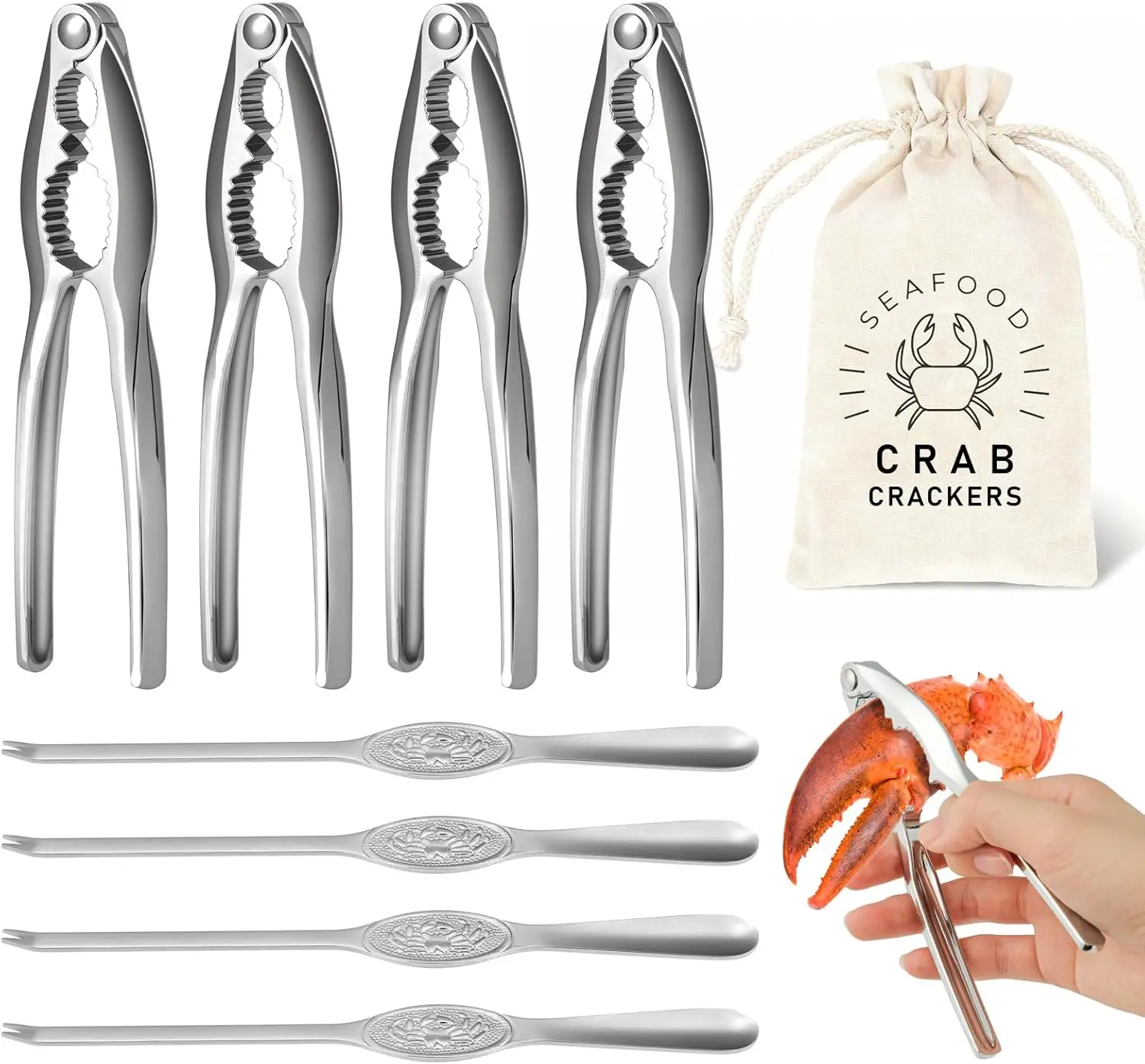 

Набор из 8 предметов: щипцы для крабов и лобстеров, инструменты для колки крабовых ног, щипцы и вилки для морепродуктов из нержавеющей стали, набор для колки орехов