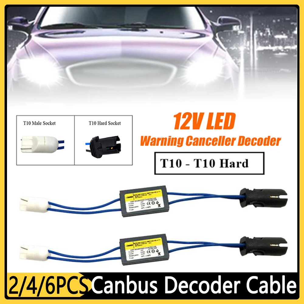 2/4/6pcs T10/T15 W5W 194 501 Error Free Load Resistor Wiring Canbus Decoder Cable Universal LED Warning Canceller Decoder