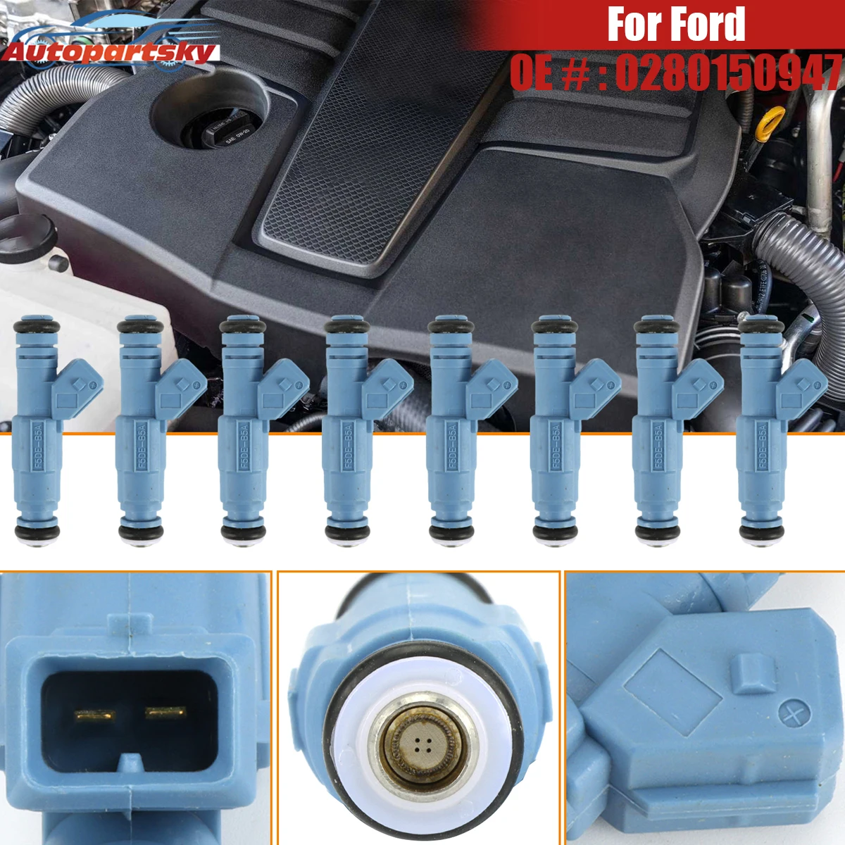 

1/8pcs Fuel Injector 0280155715 0280150947 0280150965 For Ford E-250 F-350 7.5L 1991 - 1996 MUSTANG 5.0L Econoline F-Super 5.0L