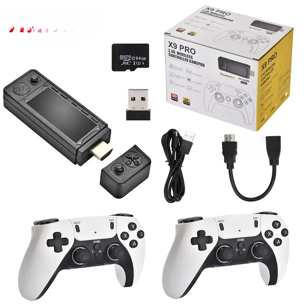 B-M charge Controller X9 Pro Retro 4K 3D Game Stick TV HD Video Game Console 905X3 Chip 256G 60000 Games For PS1/PSP/SFC/N64