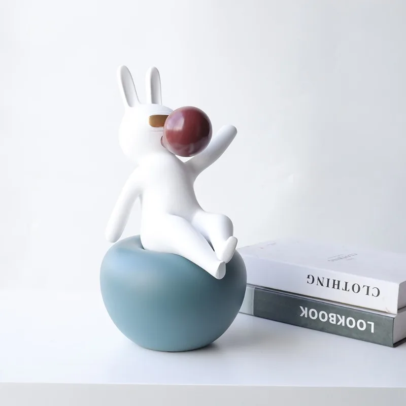 Cute cartoon apple rabbit blowing bubbles modern living room exhibition hall decoration ornament