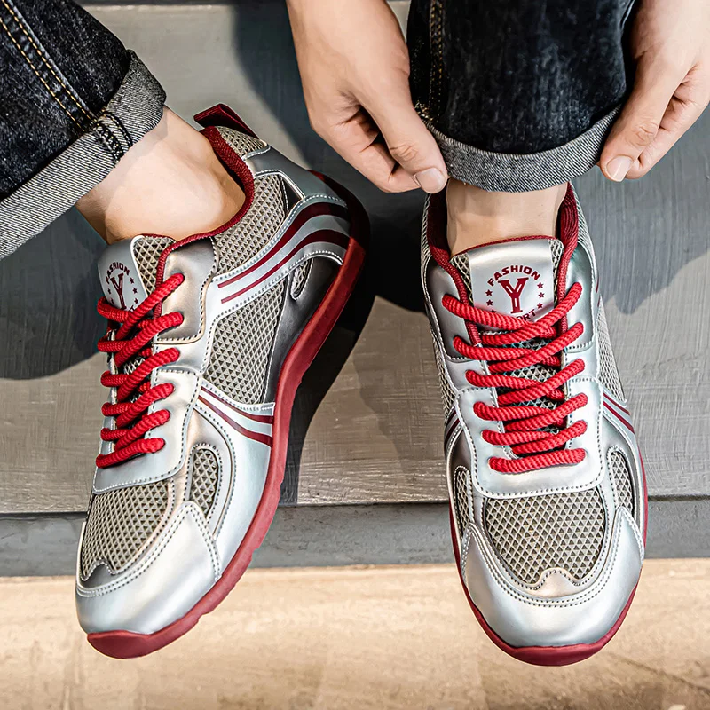 

Мужская дизайнерская спортивная обувь с низким берцем для мужчин Zapatos Para Hombre, летние красные мужские повседневные кроссовки с сеткой, дышащие модные кроссовки