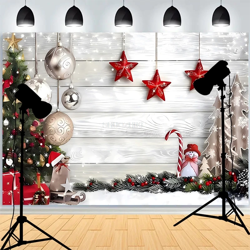 

Winter Snow Christmas Day Photo Background Fireplace Living Room Decoration Family Party New Year Photography Backdrops AG-03