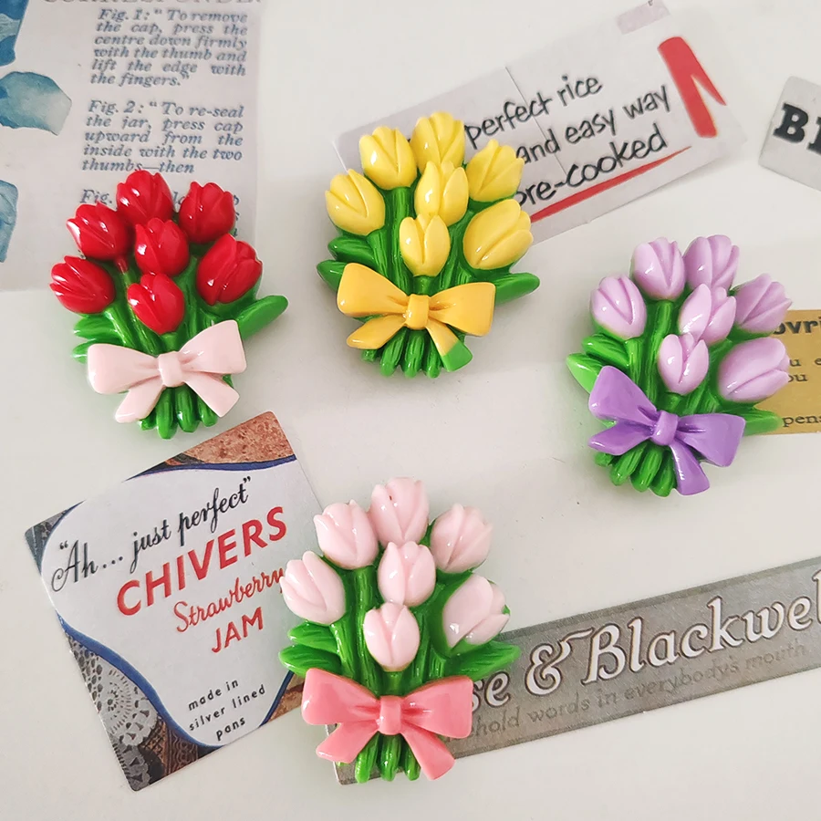 4pcs Personalized 3D Rose Flower Refrigerator Magnets Cute Fridge Blackboard Whiteboard  Photo Message Magnet Decorative