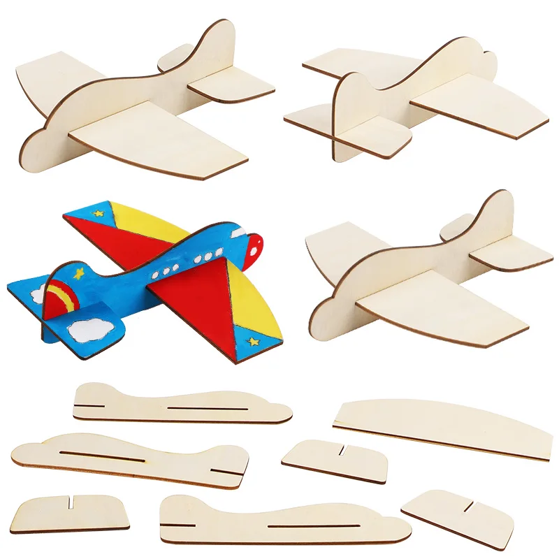 

1-5Pcs Wooden Airplane Model Handmade DIY Crafts Unfinished Blank Plane Kids Painting Toy Birthday Party Favors Christmas Gifts