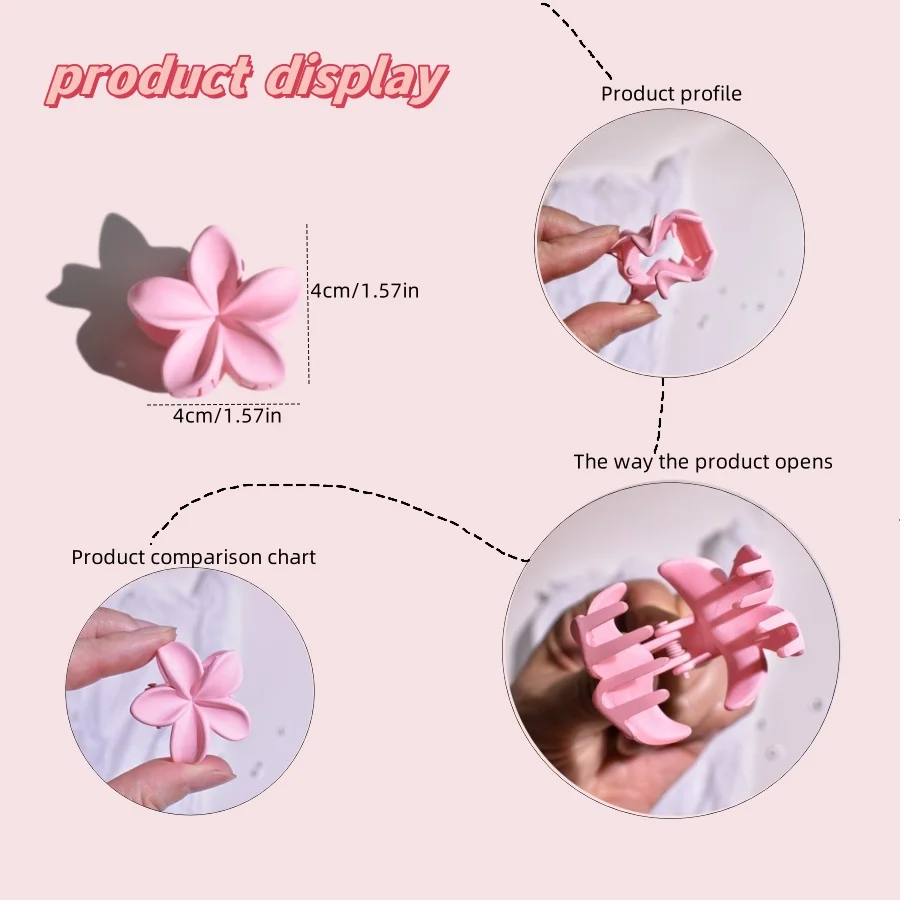 5PCS/SET Women Multicolor Matte 4cm Flower Small Hair Claw Thin Hair Short Hair Use Lady Gift Sweet Cute fashion