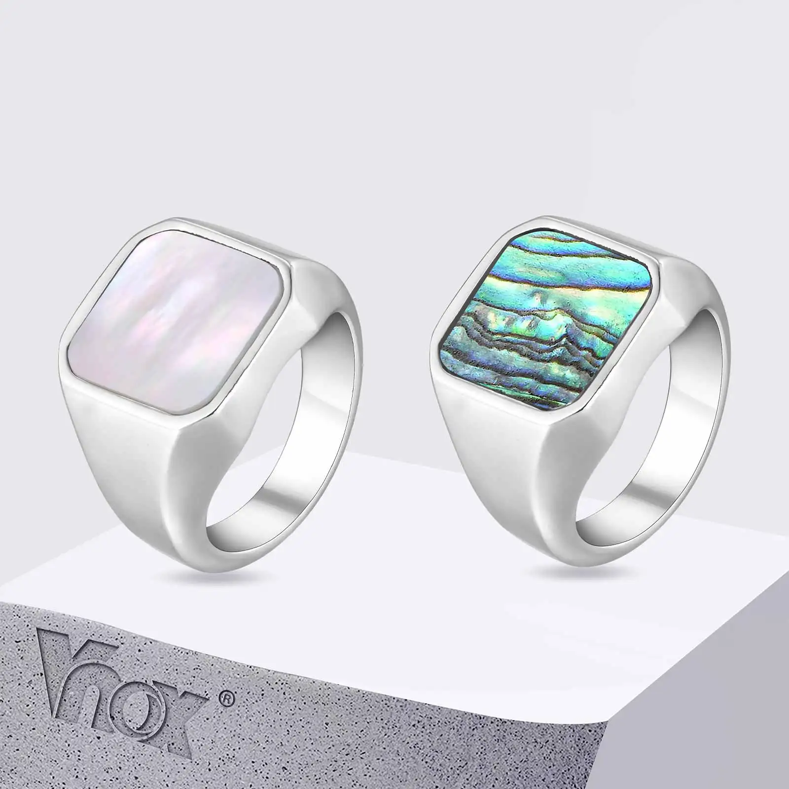 

Vnox Punk Square Signet Ring for Men Boys, 17mm Wide Silver Color Stainless Steel Finger Rings, Hip Hop Party Jewelry Gifts