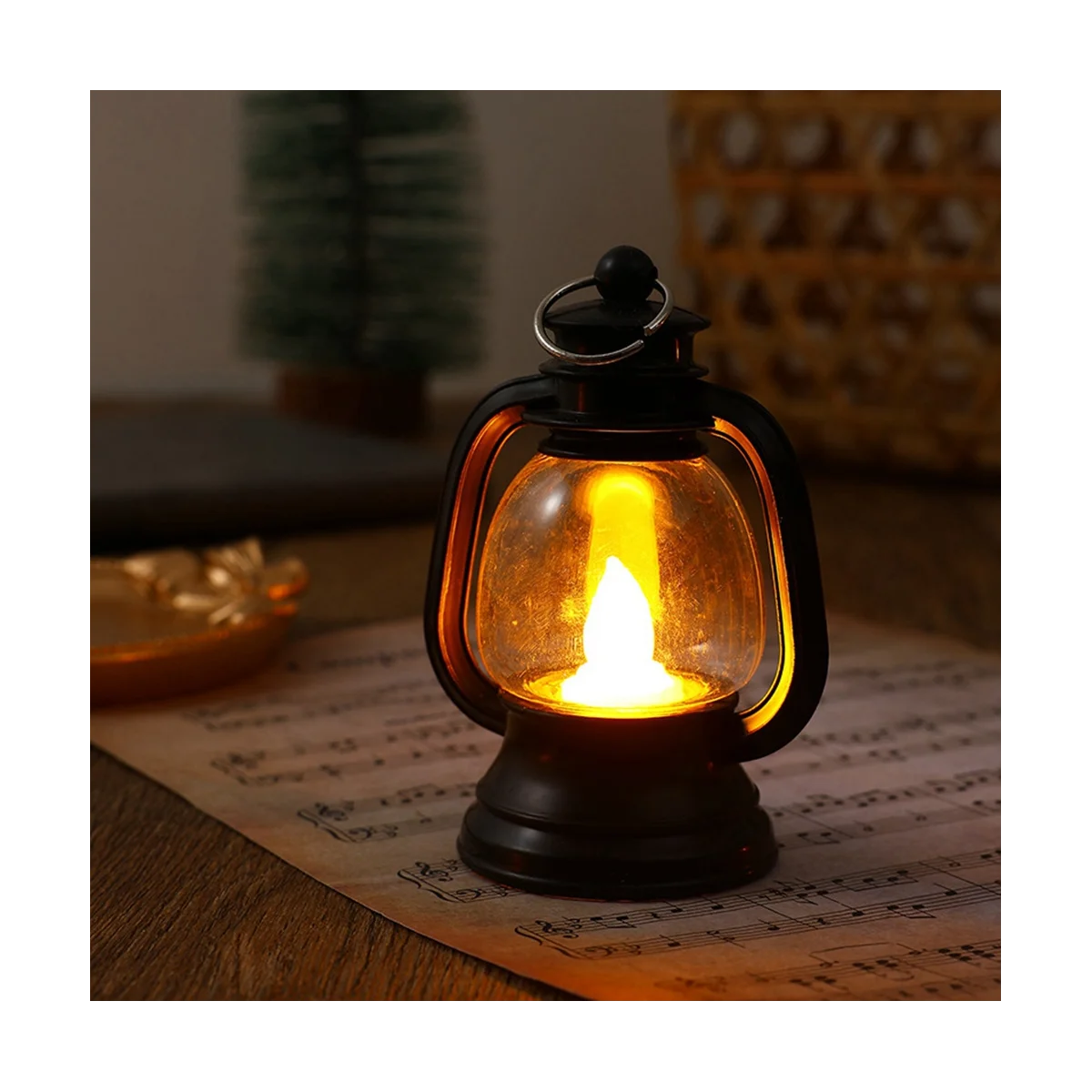 

24Pcs Black Electronic Candle Lantern Light Flameless LED Oil Lamp Mini Candle Light Hanging Lantern Christmas Home