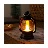 24Pcs Black Electronic Candle Lantern Light Flameless LED Oil Lamp Mini Candle Light Hanging Lantern Christmas Home