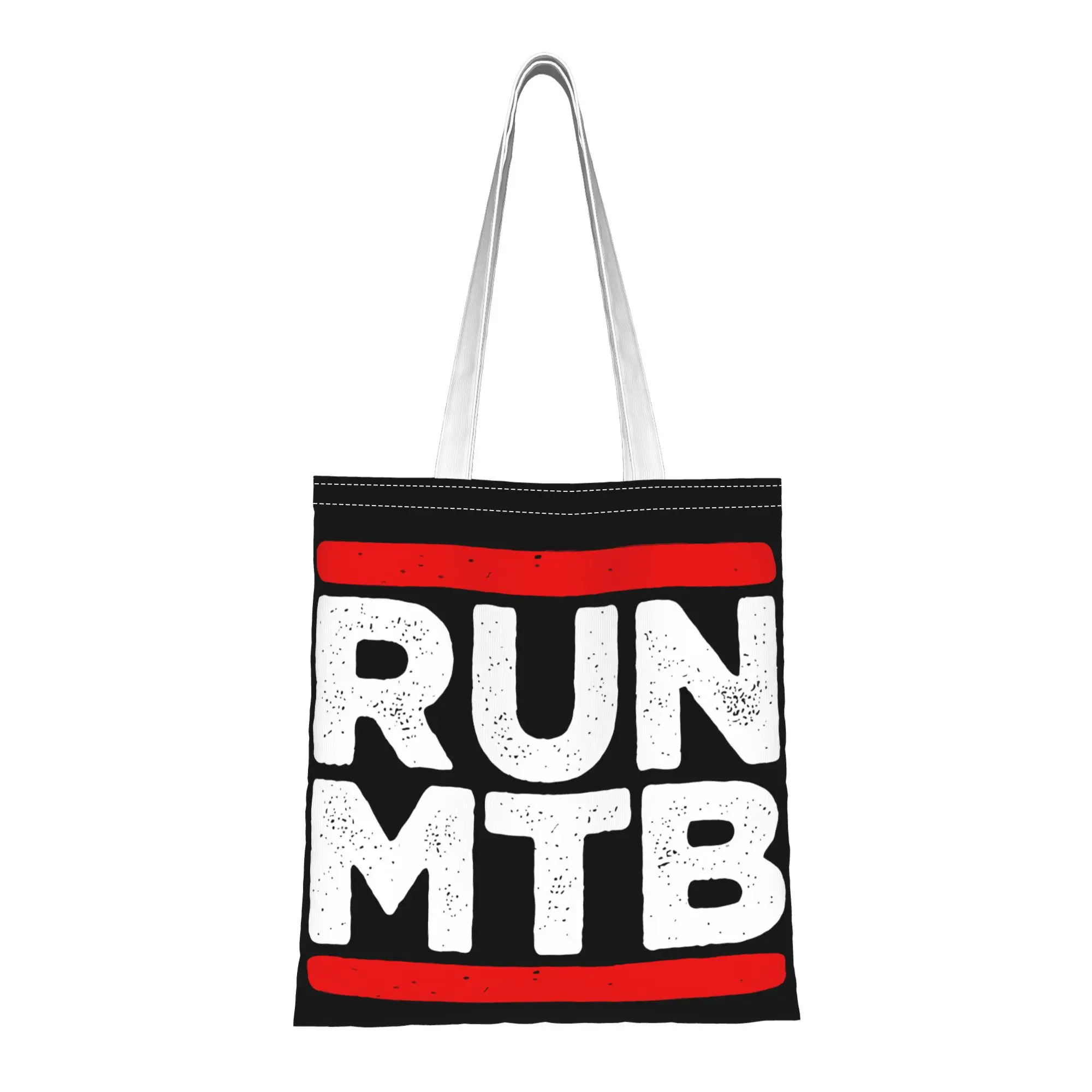 1pc RUN Mountain Bike Tote Bag, Shopping Bag, Suitable for Daily Use, School, Travel, Cool Gift for Mountain Biking Enthusiasts.