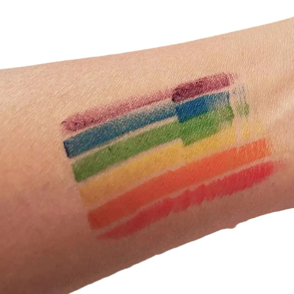 สีเพ้นท์หน้าและตัวแบบแท่ง สีรุ้ง ล้างออกได้ ใช้สำหรับงานปาร์ตี้ เทศกาล แต่งหน้า ปากกาสีเพ้นท์ตัว สีเพ้นท์ตัวแบบน้ำมัน DIY สำหรับงานแต่งหน้า งานปาร์ตี้ และงานเทศกาล รุ่น U2Z6