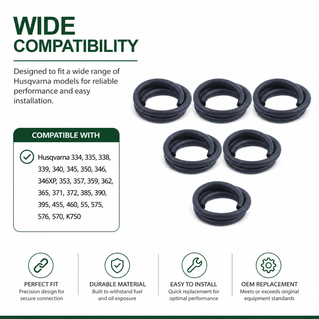 Fuel Line Hose Tube Combo for Husqvarna 340 345 350 353 346XP 362 365 371 375 357 359 Chainsaw Replacement 581756202 503443201
