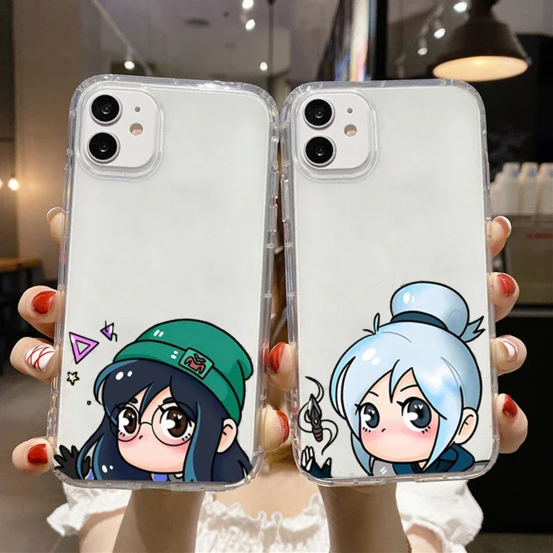 Cute Valorant Game Phone Case For iPhone 11 12 13 14 15 Pro Max Mini X XS Max XR SE 7 8 Plus Couple Cover Shockproof Fundas