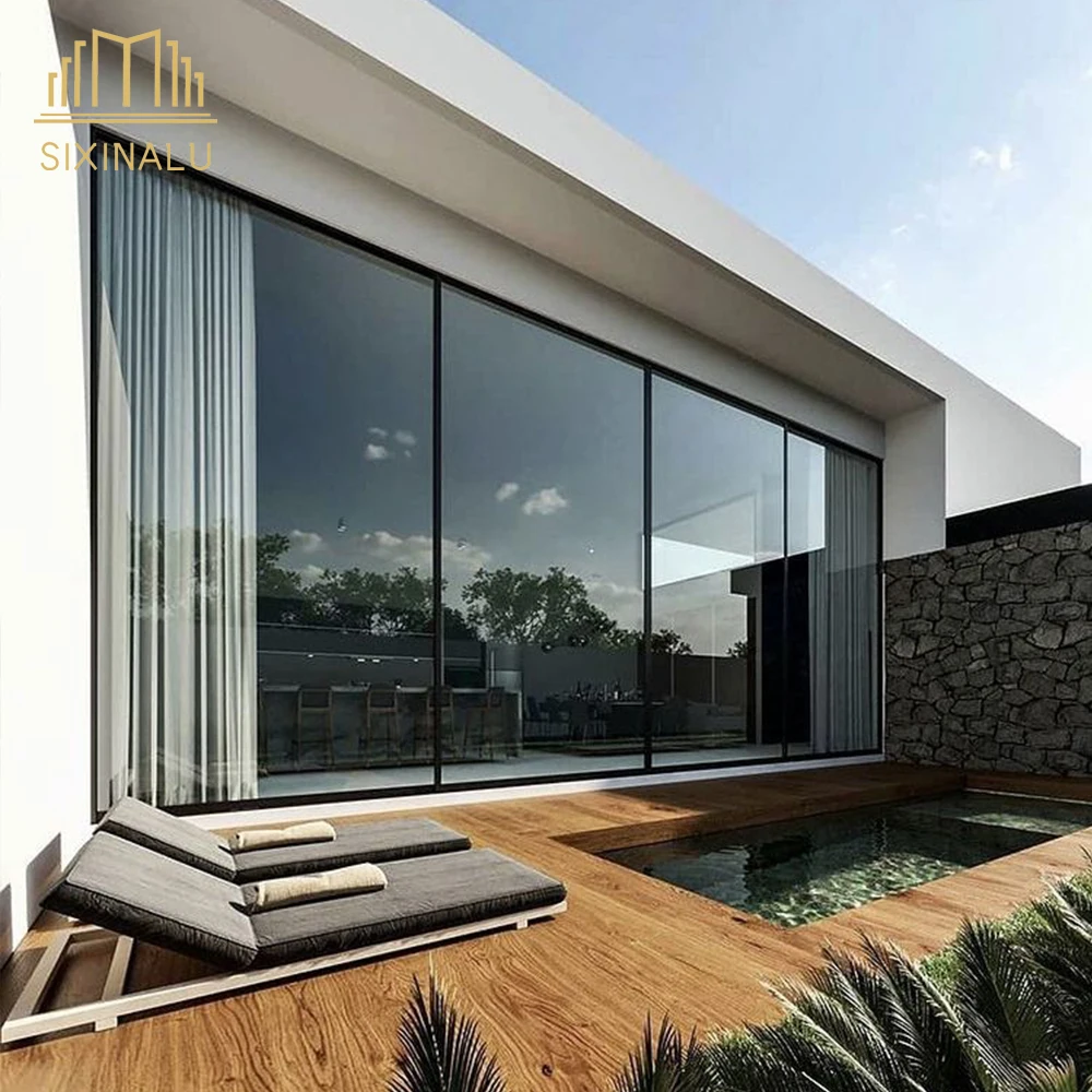 

Sixinalu Sliding Door Hurricane Impact Door Exterior Interior Front Door Aluminum Profile Alloy Double Glazed Custom Home Decor