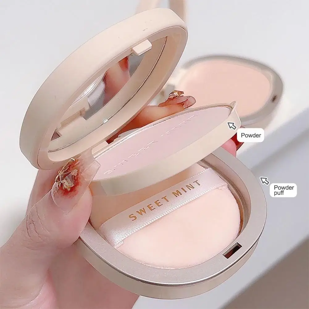 1set Makeup Pressed Powder Mirror Powder Puff 3-in-1 Waterproof Cosmetics Control And Hidden Pores Independent Natural Pack X1c8