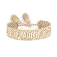 Fashionable JADORE French Charm Bracelet with Bohemian-Inspired Embroidery & Wrist Knitted  Embellishments