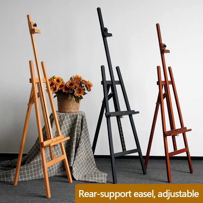 Beech wood easel, foldable and adjustable sketch easel, oil painting easel, store advertisement display stand