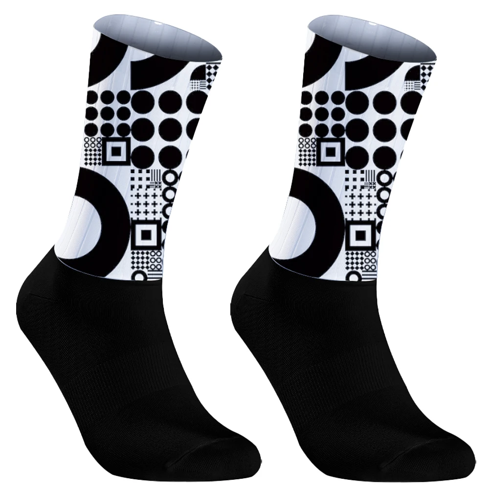 Chaussettes de sport d'été en silicone non ald, motif de style, chaussettes de course professionnelles, chaussettes de vélo en plein air, 2024