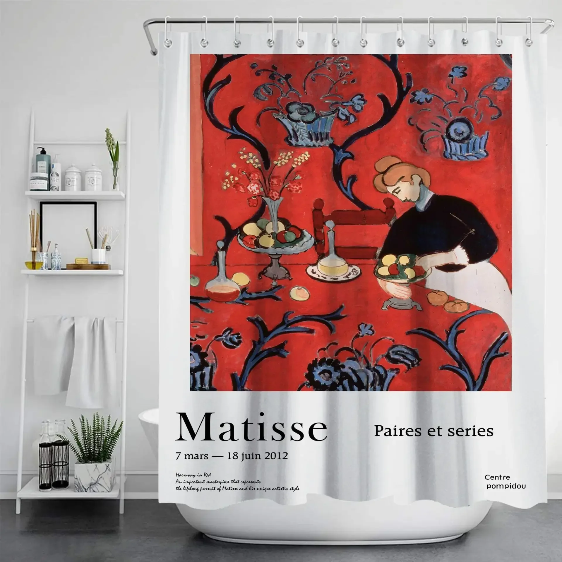 Morden Matisse Shower Curtain Waterproof Fabric Solid Color Bath Curtains For Bathroom Bathtub Large Wide Bathing Cover 12 Hooks