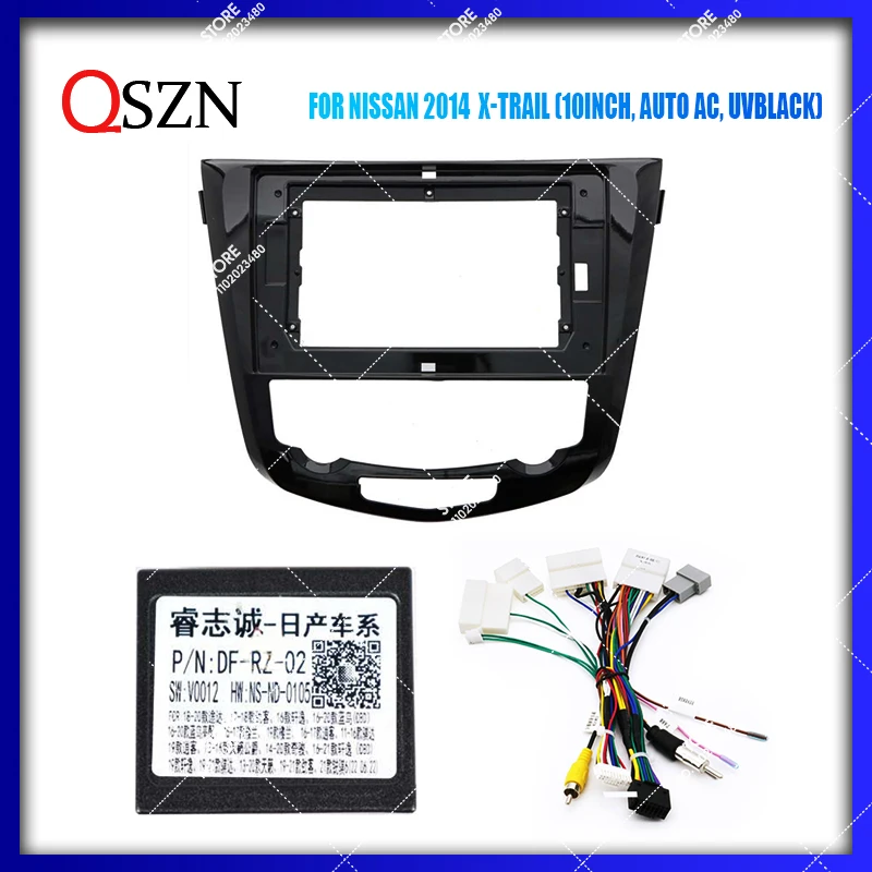 QSZN Car Frame Fascia Adapter Canbus Box Decoder Android Radio Audio Dash Fitting Panel Kit For NISSAN 2014 X-TRAIL 10 inch