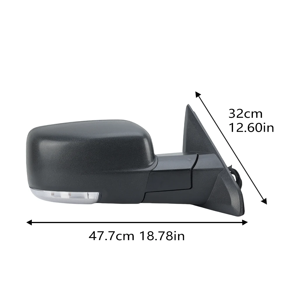 10 Pins Door Mirror Assembly For Dodge Ram 1500 2500 2013-2018 Textured Black Manual Folding Heated Side Mirror Car Accessories