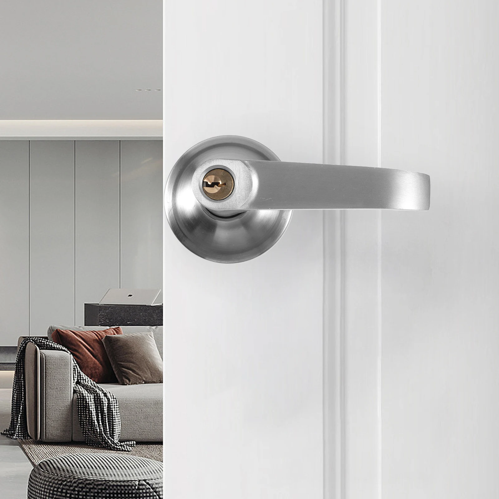 

1 set Thickened Cylinder Spring Bolt Knob Sturdy Durable Bedroom Bathroom Aluminum Alloy Security Solid Column High for Bedrooms