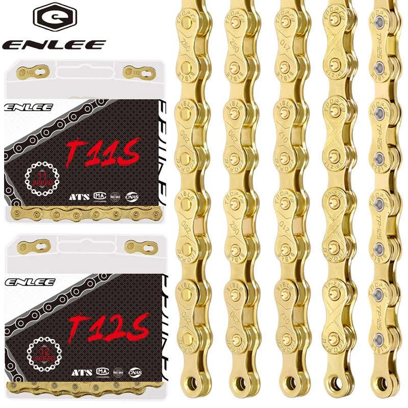 ENLEE Mountain Bike Road Bike Chain 8 9 10 11 12-Speed Electroplating Chain Rust-Proof With Magic Buckle